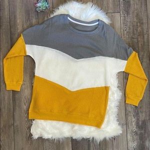 Women’s Yellow, white, and gray color block sweater